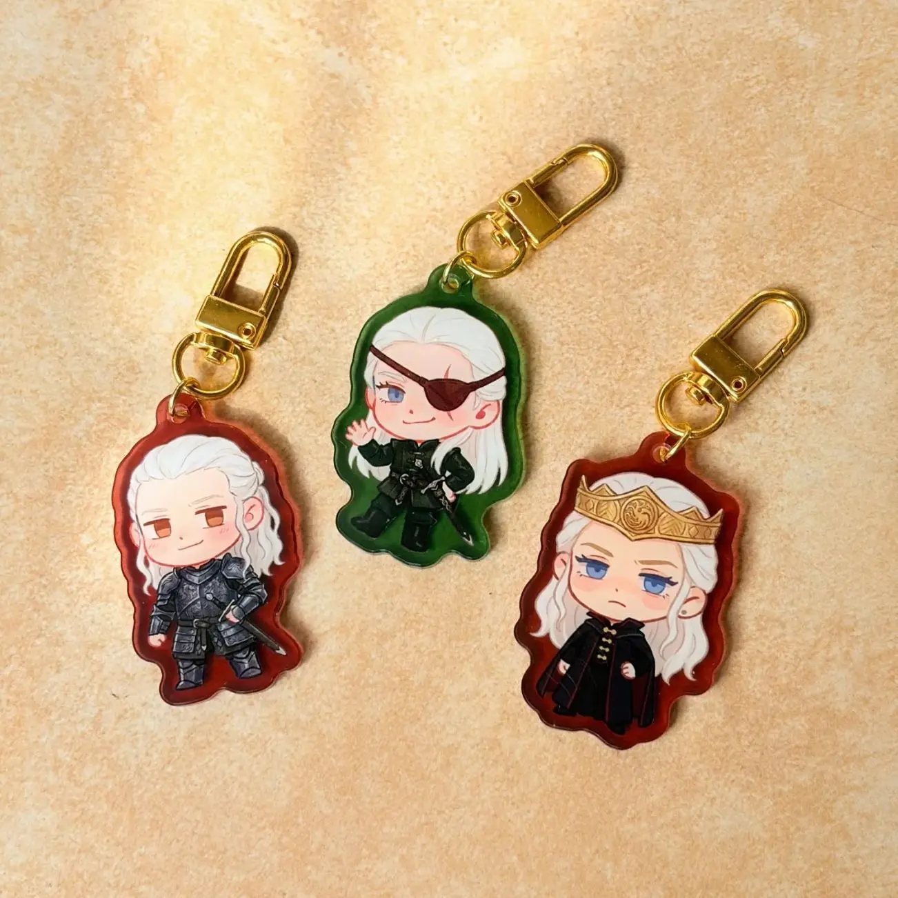 Rhaenyra Daemon Aemond  Dragon Keychain Charm, Fan Art Keychains