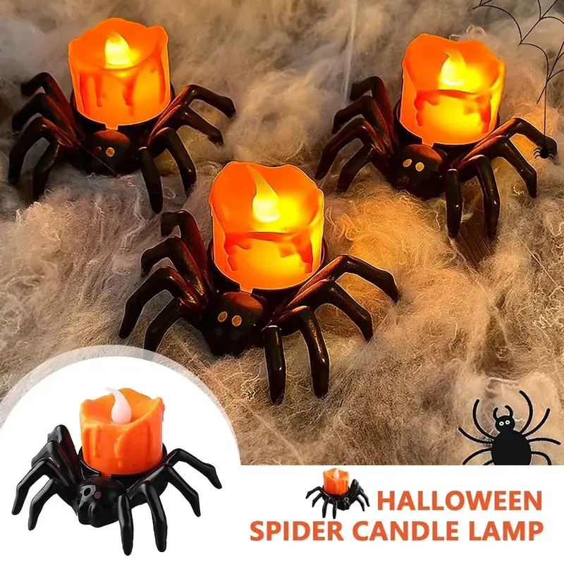 12-piece pack Halloween Decoration Spider Night Lights Party Supplies Decoration Props Bar, Haunted House, Horror Party Accessories