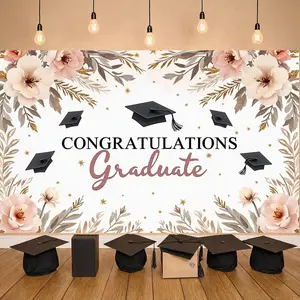 Class of 2026 Graduation Backdrop Party Decorations Floral Congrats Grad Banner Background Graduation Photo Booth Props Banner for Girls Boys Teens High School College Prom Graduations Party Decor