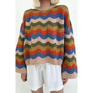Woodstock Colorblock Neutral Rainbow Sweater