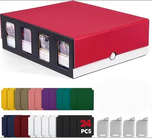 Trading Card Storage Box with Commander Display; 2400+ Deck Box for MTG with Removable Cover; Toploader Card Case fits Magic TCG PTCG Sports Cards; 24 Dividers, 4 Stoppers