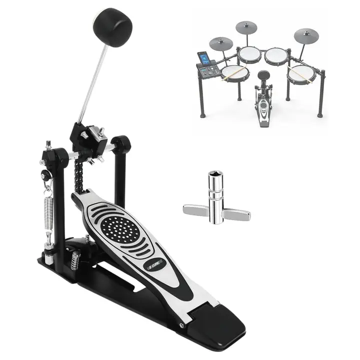 5 Core Bass Drum Pedal Mount Adjustable Felt Beater Head Single Chain Heavyduty Kick Drum Foot Pedal