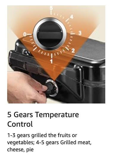 Panini Press Grill and Gourmet Sandwich Maker Non-Stick Coated Plates, Opens 180 Degrees to Fit Any Type or Size of Food, Stainless Steel Surface and Removable Drip Tray, 3 Slice, Black