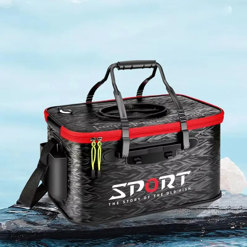 Foldable Outdoor Fishing Live Fish Bucket, Durable Fishing Bag, Tackle Storage Bag for Fishing Enthusiasts