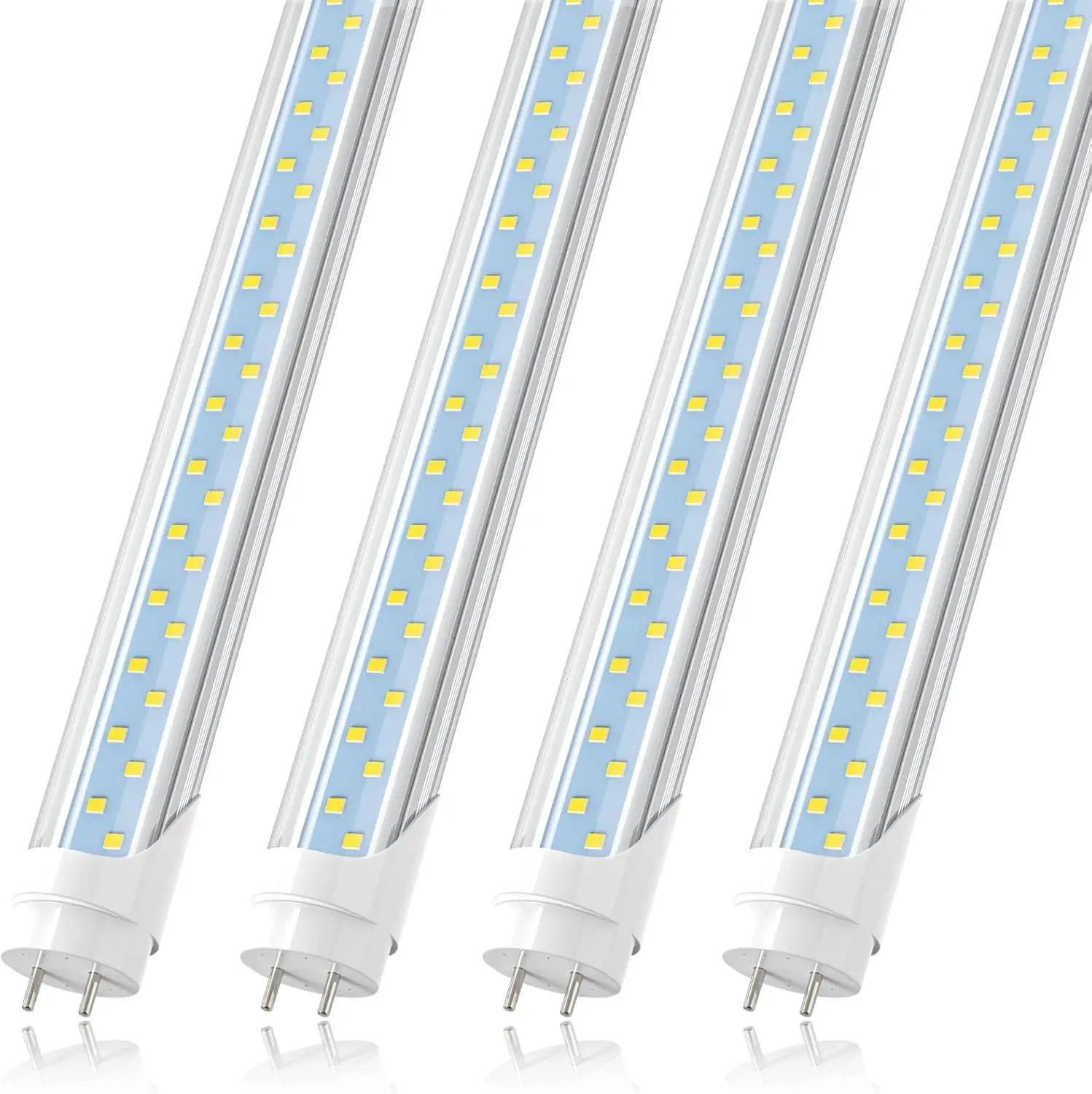 JESLED T8 LED 4FT Type A+B Light Bulbs, 24W(65W Equivalent), 3000LM, 5000K Daylight-6000K Cold White, Plug-and-Play/Ballast Bypass, ETL Listed Dual-Ended Clear Fluorescent Tube Replacement for F32T8 F40T12 F34T12 F25T8 F28T8, Garage Shop