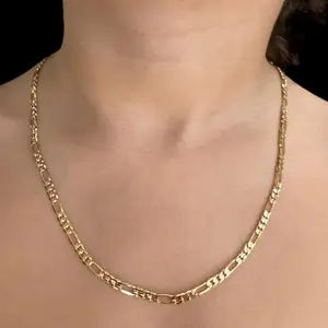 High Durability 14K Gold Laminated Figaro Chain 3mm Perfect Unisex Accessory for Your Outfit Dainty Necklace