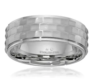 LYNX Men's Stainless Steel Textured Gent's Ring