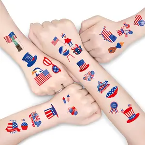 135 Pcs 4th of July Temporary Tattoos - Independence Day Patriotic American Flag Tattoo Stickers for Kids & Adults (12 Sheets)
