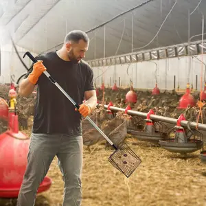 3-In-1 Adjustable Chicken Manure Scoop, Metal Material, No Battery Needed, Suitable for Barn Cleaning, Separates Waste and Sand, Extendable, Chicken Litter Scoop