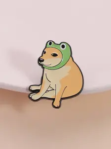 Cute Dog Frog Brooch Cartoon Funny Style Pet Mix Headwear Fun Design for Pet Lovers and Trendy Groups Daily Wear