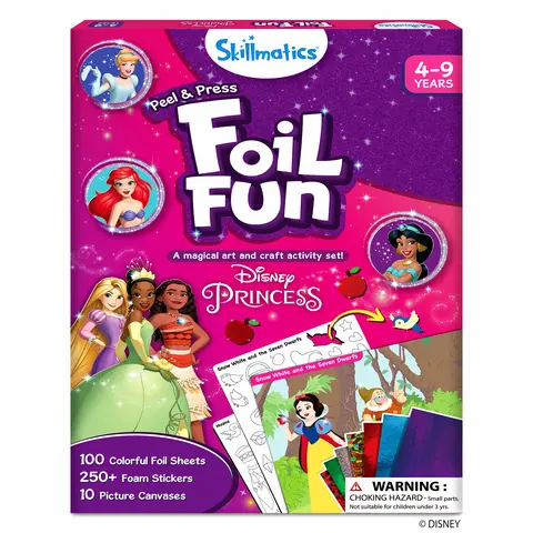 Skillmatics Foil Fun - Mess-Free Art & Craft Kits for Kids, DIY Creative Travel Toys, Perfect Christmas Gifts for Fans of Moana, Cinderella, Ariel, Jasmine, Ages 4 to 9