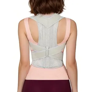 Unisex Adjustable Black And Gray Invisible Back Support Strap - a Polyester Posture Corrector with Shoulder Straps And Lumbar Support | Comfortable And Breathable Design, Suitable for Daily Wear, Improves Posture And Supports The Upper Back