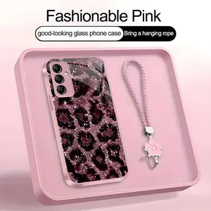 Suitable for [Galaxy A14 5g] high-end women's phone case，a beautiful four-leaf clover lanyard is included🥰,simple yet sophisticated leopard print design, affordable price, available in multiple colors YM99