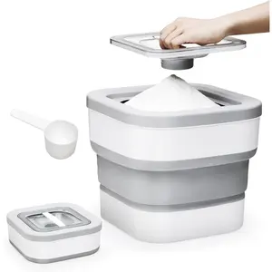 Conworld Laundry Detergent Container, Laundry Powder Dispenser with Scoop for Laundry Room Décor and Accessories, Space Saving Laundry Room Organization and Storage, Gray