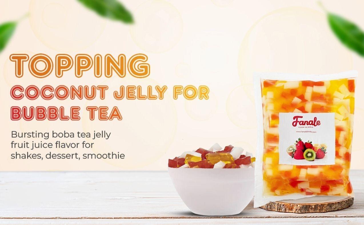 Fanale Coconut Jelly Topping nata de coco for Bubble Tea | Rainbow Konjac Jelly Topping for Boba Tea, Smoothies, Slushes, Desserts 400g(Pack Of 1) Fanale Coconut Jelly Topping nata de coco for Bubble Tea | Rainbow Konjac Jelly Topping for Boba Tea, Smoothies, Slushes, Desserts 400g(Pack Of 1)