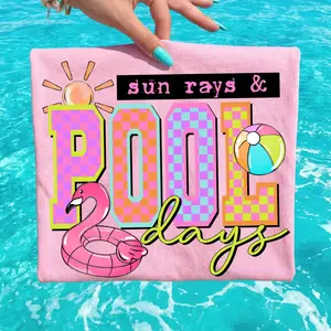 sun rays & Pool days clear film screen print