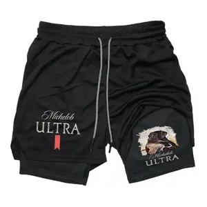 Michelob Ultra Black Lab & Duck Hunting Tee Men's Cross Print Graphic Shorts, Men's Shorts for Summer outdoorfun,Graphic 2-in-1 shorts,running shorts,Regular Fit Casual Comfy Breathable Shorts for Daily Wear, gym shorts