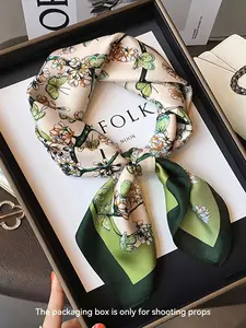 Floral Print Neckerchiefs, Elegant Style Scarf for Women, Fashion Accessories for Daily Wear, Trendy All-match & Exquisite Neckerchief for Birthday Gift, Floral Pattern Shawl