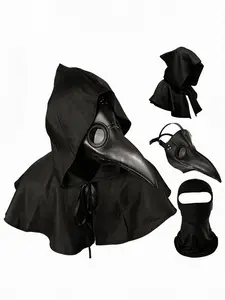 3/6 Piece Plague Doctor Costume Set, Halloween Mask, Horror Role-Playing Kit, Party Makeup Dress Up, All Seasons