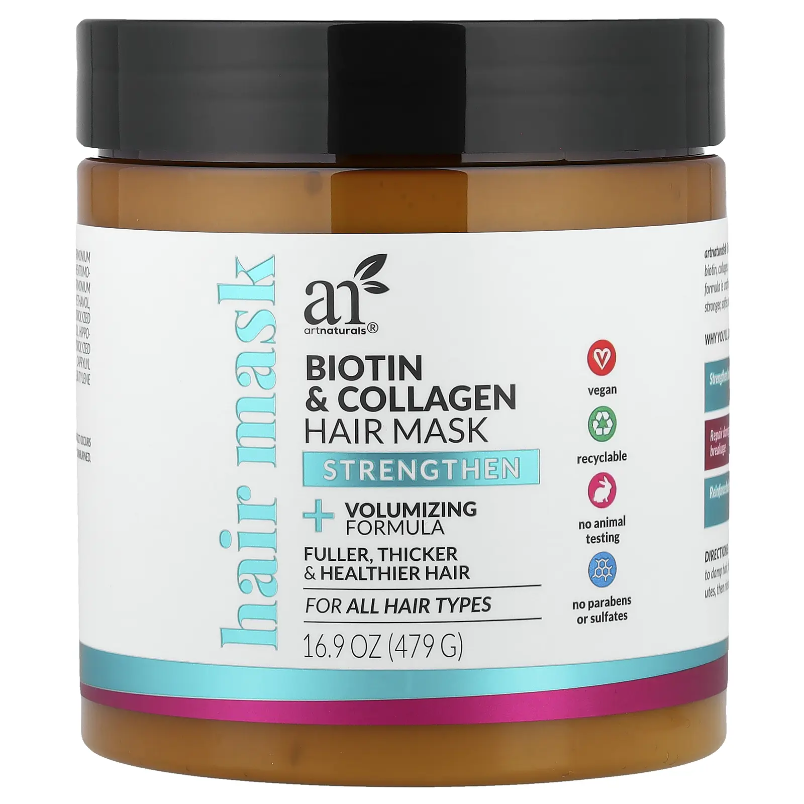 artnaturals Biotin & Collagen Hair Mask, For All Hair Types, 16.9 oz (479 g)