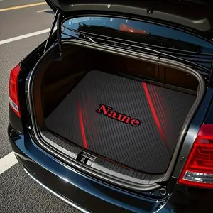 1 personalized car trunk mat, with name/text and red stripe design - universal fit, customizable car accessory, name/text printing, trunk liner, soft lining, ideal gift for driver and passengers