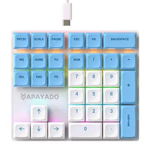 APAYADO 33-key Mechanical Numeric Keypad, USB Wired Keyboard, Left-handed Single-handed Finance and Accounting Special External Keyboard for Computer Office, Backlit Keyboard