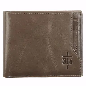 Christian Art Gifts  Cross-316 Bifold Genuine Leather Wallet, Olive Gray