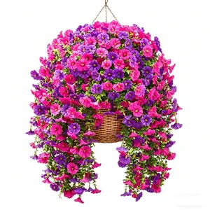 2pcs Artificial Morning Glory Vine, UV-Resistant Fake Flowers, Plastic Plants, Artificial Flowers for Outside, Suitable for Home Office Garden & Holiday Decor SummerVibes