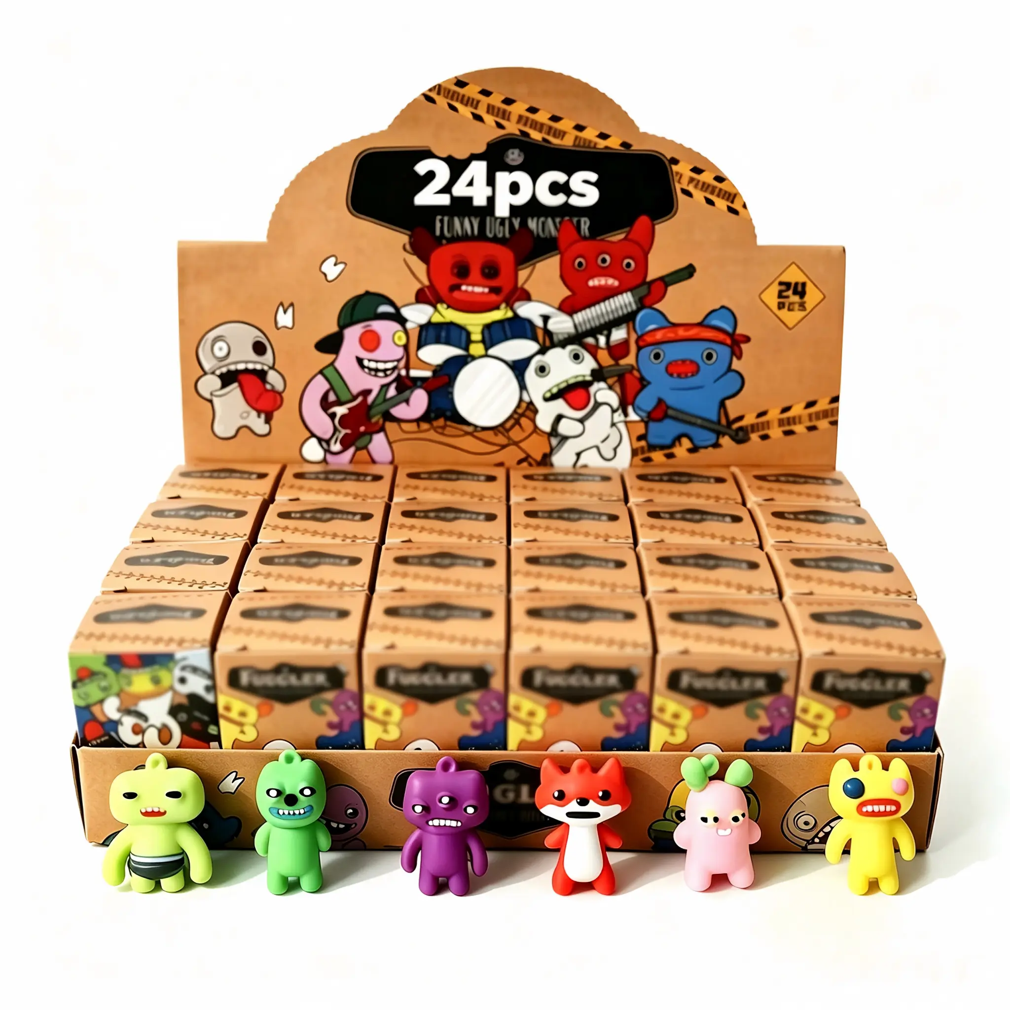 Unisex 24-Piece F-G-R Tooth Monster Keychain Collection - Cartoon Character Charms Set with Bag Hooks, Decorative Display Case, Halloween Birthday Gift (Toys & Hobbies Classic Novelty Action Toy Figures)