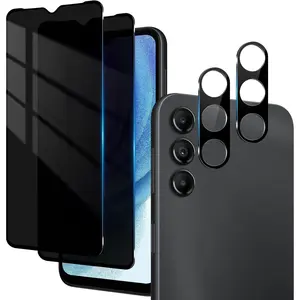 2+2 Pack Samsung Galaxy A15 5G Privacy Screen Protector With Camera Lens Protector For Galaxy A15 5G Screen Protector, Full Coverage, Case Friendly