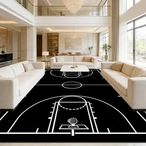 1pc, Carpet In Basketball Court Floor Area, Floor Mat In Living Room Sofa Area, Sports Style Design, Anti Slip and Durable Large-sized Home Mat, Personalized and Versatile, Suitable for Trendy and Cool Home Scenes