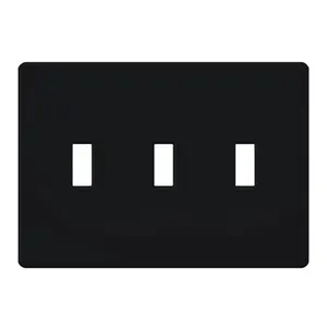 Lutron FG-3-BL Fassada Standard 3-Gang Toggle Wall Plate, Black