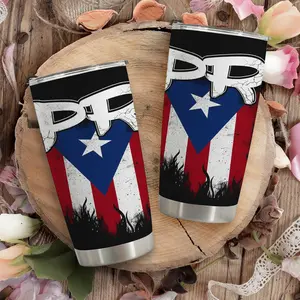 Mother's Day Gift - Puerto Rico Flag 20oz Insulated Tumbler with Lid & Straw, 304 Stainless Steel Travel Mug, Patriotic Puerto Rican Pride Gift for Mom, Women