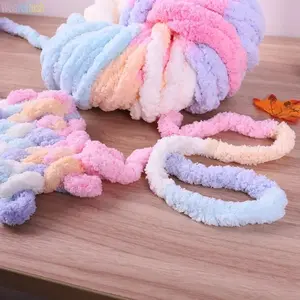 Gradient Chunky Chenille Yarn, Soft Plush Hand-Knitting & Crochet Yarn, Vibrant Gradient Colored Craft Yarn, Thick Cozy DIY Knitting Supplies, Perfect for Handmade Bags, Hats, Blankets, Pillows, Cushions, Cat Beds and Various Hand-Knitted Daily Decor & Ar
