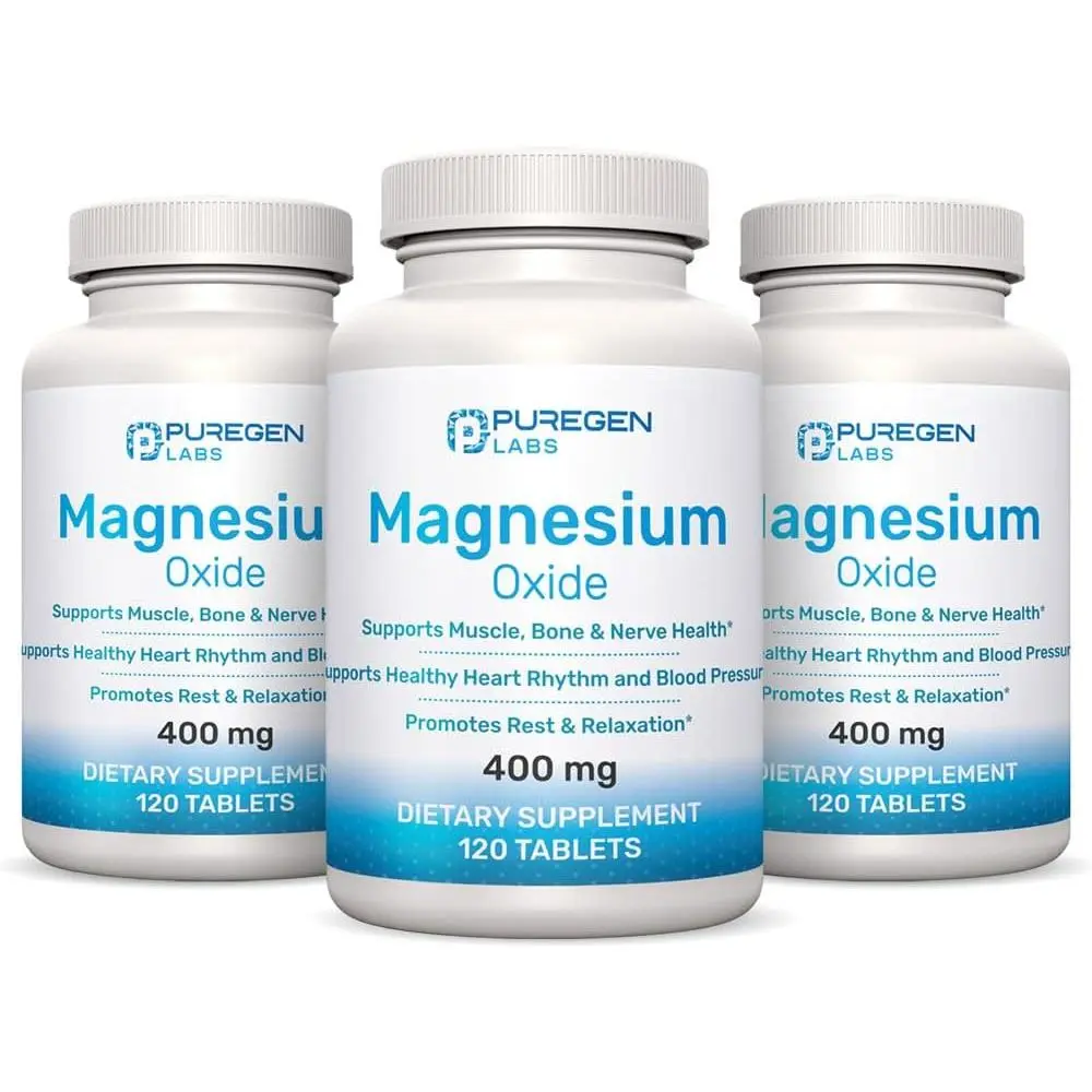 Magnesium 400mg High Potency Supplement Magnesium Oxide for Immune Support Muscle Recovery Leg Cramps Relief and Relaxation Essential Mineral Dietary Supplement for Nervous System Bone Health Calm Deep Sleep and Muscle Relaxation