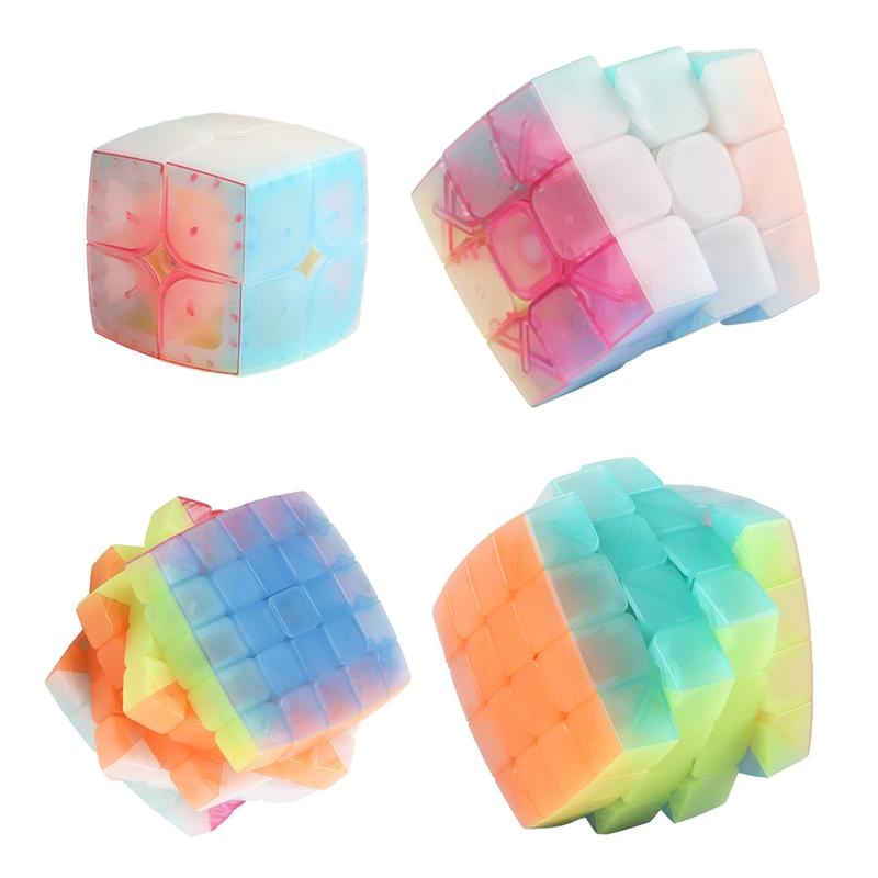 Sengso Speed Cube Set, 2x2 3x3 4x4 5x5 Smooth Jelly Color Cubes, Highly Transparent Puzzle Toy for Kids & Beginners, Rubikscubes