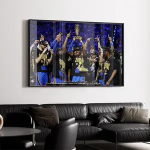 Oklahoma City Thunder 2025 NBA Champions Trophy Celebration Canvas Poster, Basketball Wall Art For Man Cave Bedroom