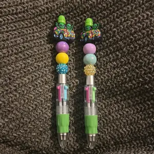 Lisa Frank Inspired Colored Beaded Twisted Pens for Office Stationery
