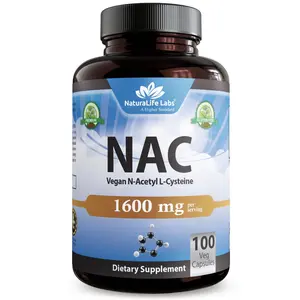 N-Acetyl-L-Cysteine (NAC) 1600 mg Immune Support & Antioxidants*, Free-Radicals, Free Form - 100 Veggie Capsules