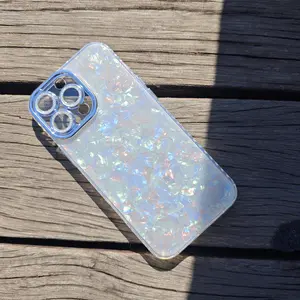 Luxury Shell Pattern Phone Case for 11/12/13/14/15/16 Series, Iridescent PC Back + TPU Edge, Elegant Protective Cover & Gift for Valentine’s, Halloween, Christmas, Protective Cover and Casing for Smartphone & Cellphone