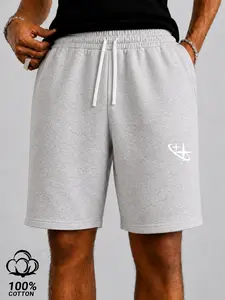 Men's 100% Cotton Sweat Shorts Relaxed Fit Elastic Waist Casual Summer Shorts with Pockets Soft Breathable Everyday Wear for Men Women Light Gray