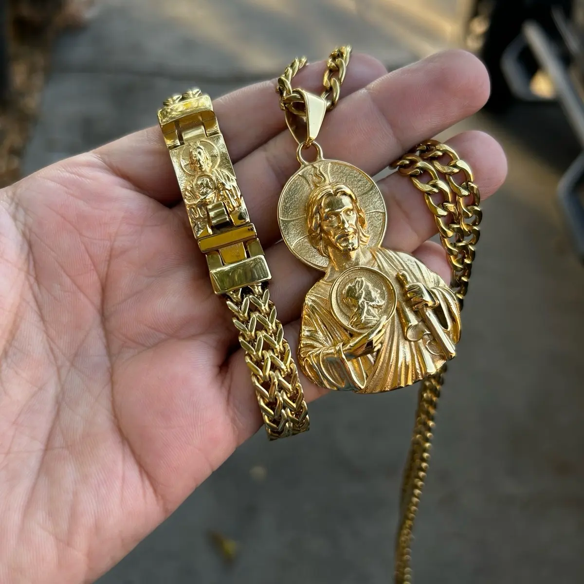 San judas Necklace & Bracelet set
