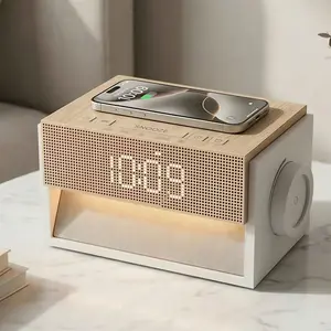 Sleep White Noise Alarm Clock with Wireless Charging 20 Sounds Dual Alarms Snooze Dimmable Display Knob Control Perfect Sleep Gifts for Bedroom
