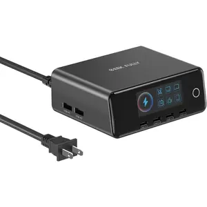 240W GaN Charger, 6-Port USB C Charger with 140W Max PD 3.1 Port, TFT-Screen Display Desktop  Station Adapter for MacBook Pro/Air M3/M2, Laptops,  17/16, Galaxy S24/S23, iPad, Steam Deck