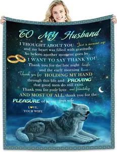 Gift to My Husband Blankets from Wife Ultra-Soft Micro Fleece Throws Blanket for Best Husband Birthdays Anniversary Wedding Gifts Blankets for Bed Bedding Sofa Travel 60" x 50"