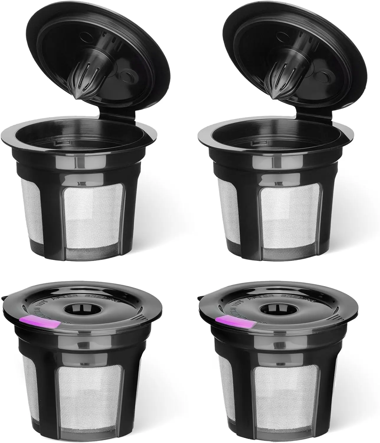 K Cups for  K Mini, K Express, K Elite, K Classic, K Compact, K Latte, K Duo and  2.0 & 1.0 Coffee Makers, 4 Pack K Cup Coffee Filters - Black