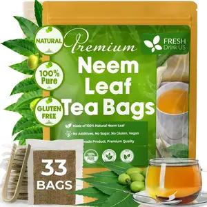 FRESHDRINKUS, Premium 33 Neem Leaf Tea Bags, 100% Natural and Pure from Neem Leaves. Loose Leaf Neem Herbal Tea. Neem Leaf Tea. No Sugar, No Caffeine, No Gluten, Vegan.