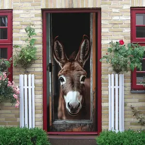 2pcs Cute Cartoon Donkey Head Wall Sticker Creative Home Decor Decal for Living Room Bedroom Kids Room Wall Self-Adhesive Removable Animal Pattern Decorative Sticker Eco-Friendly Decorative Art Collage