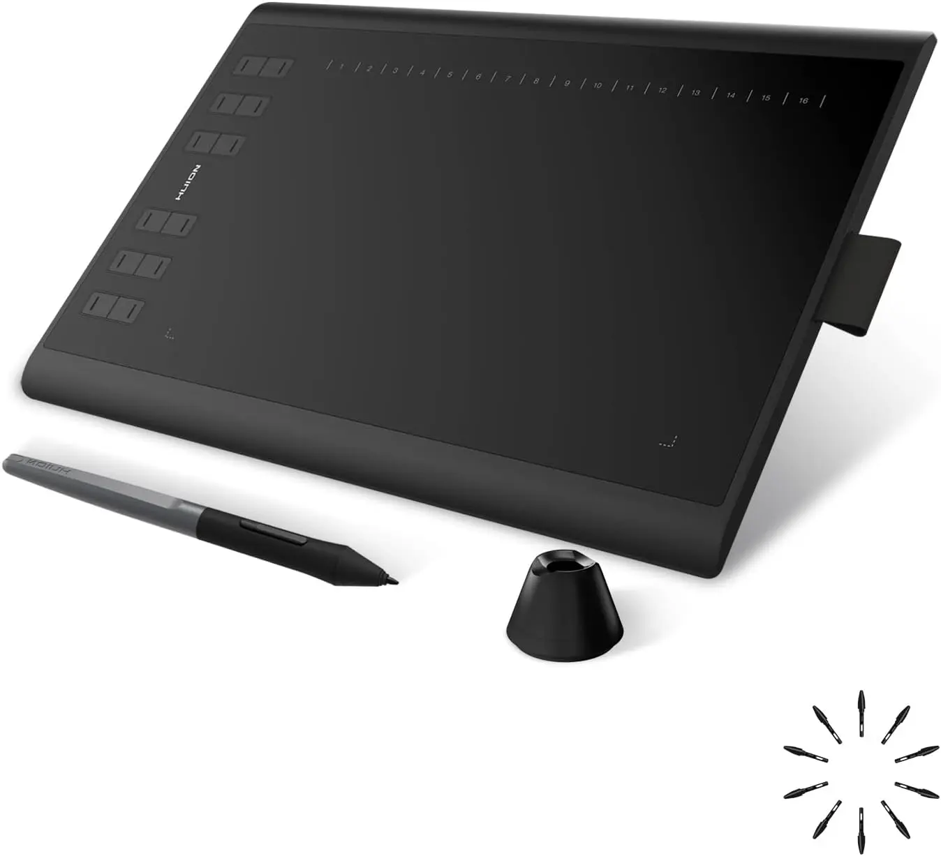 HUION Inspiroy H1060P Digital Drawing Pad - Minimalist Adjustable Wireless Graphics Tablet (10x6.25in), 8192 Pressure Sensitivity Battery-Free Stylus, 12 Hotkeys for Mac, Windows PC