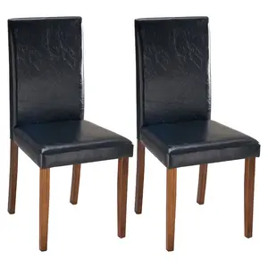 Dining Chairs Set of 4 PU Leather with Waterproof Surface for Kitchen Restaurant Home Office Versatile Sturdy Durable Curved Backrest Anti-skid Protection